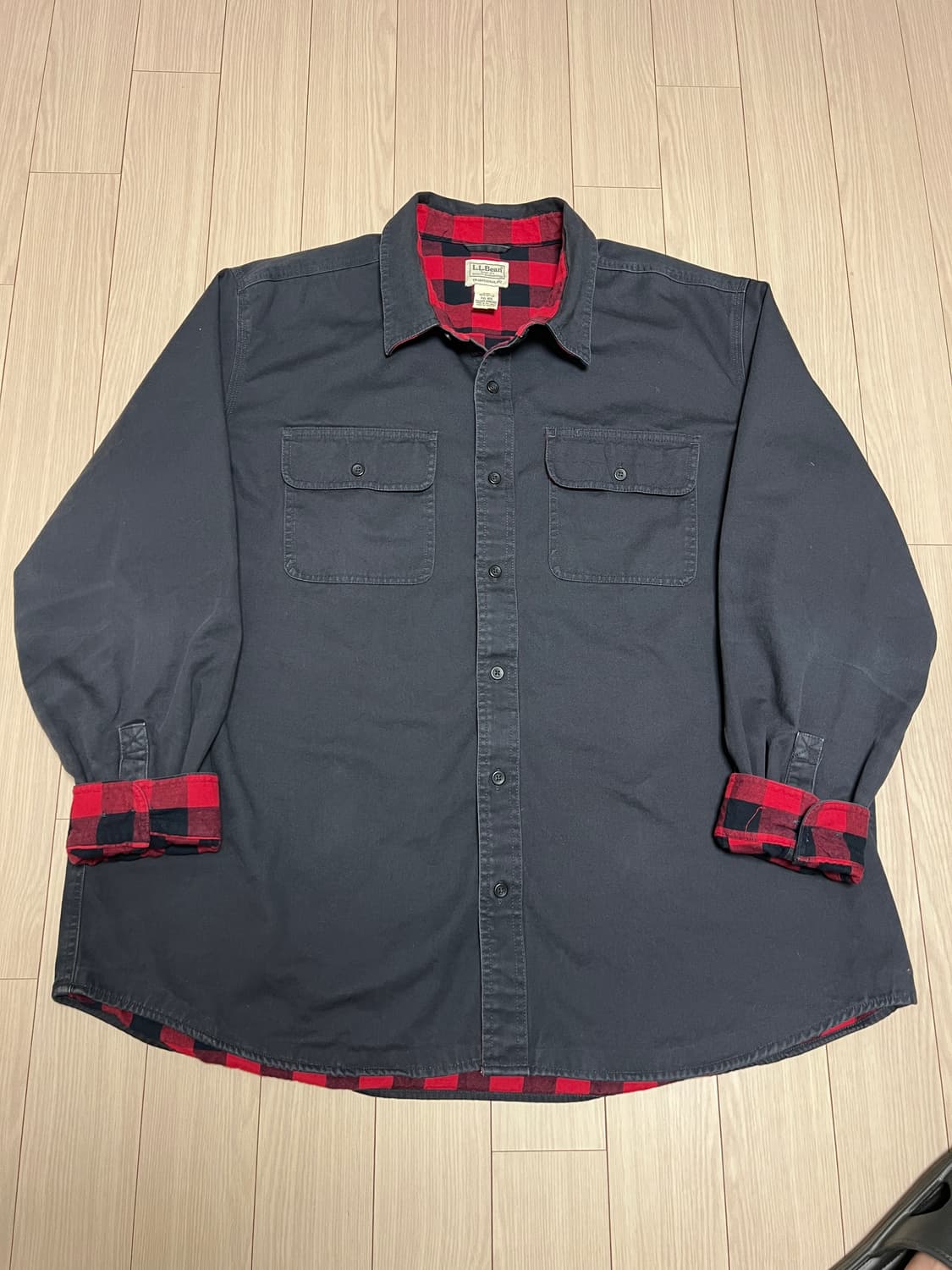 엘엘빈 블랙 셔츠 자켓 플란넬 체크 안감 XXL 상품이미지4