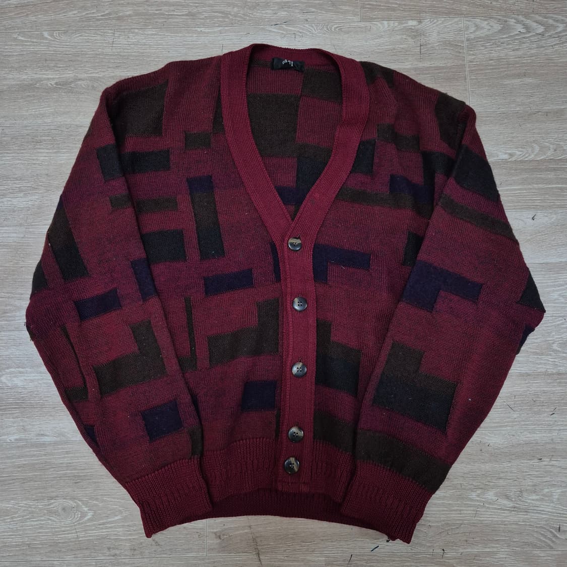 GASH 기하학 패턴 배색 가디건 M(95) 상품이미지1