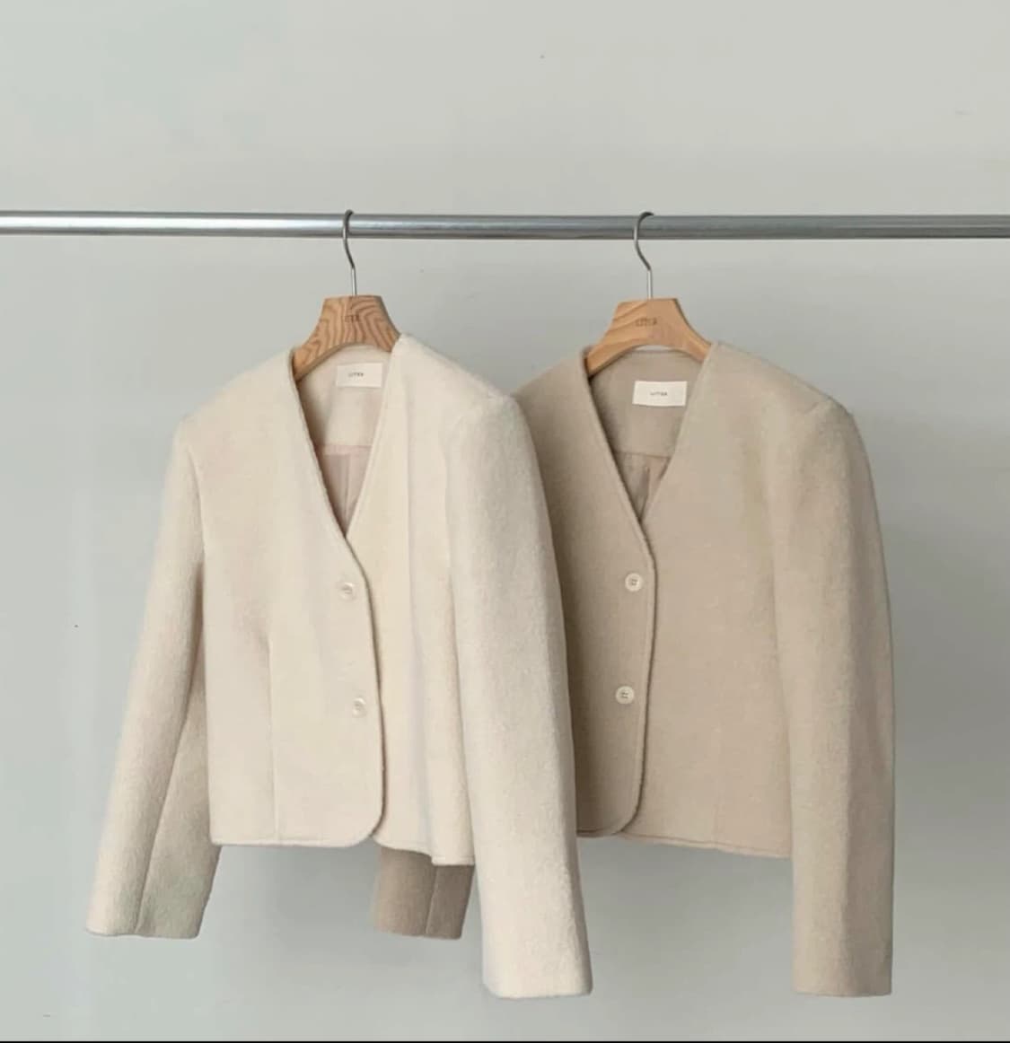 리터 글로리아 울자켓 노카라 브이넥 아이보리 상품이미지3