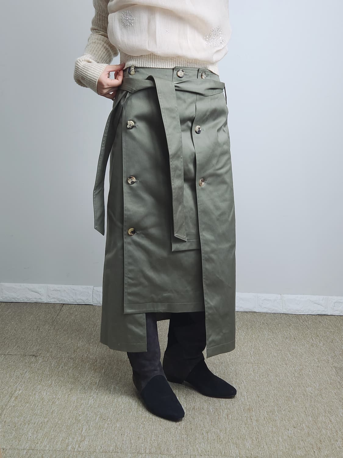 단추 언발 롱 스커트 상품이미지5