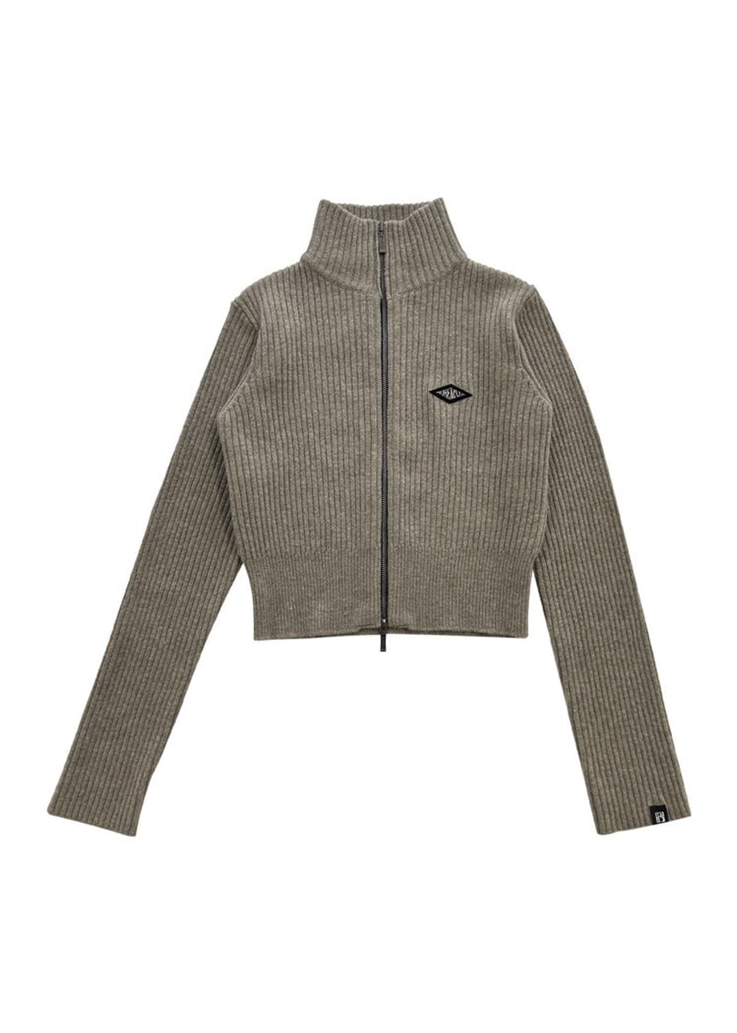 보헤미안서울 다이아 로고 하이넥 니트집업 베이지 상품이미지1