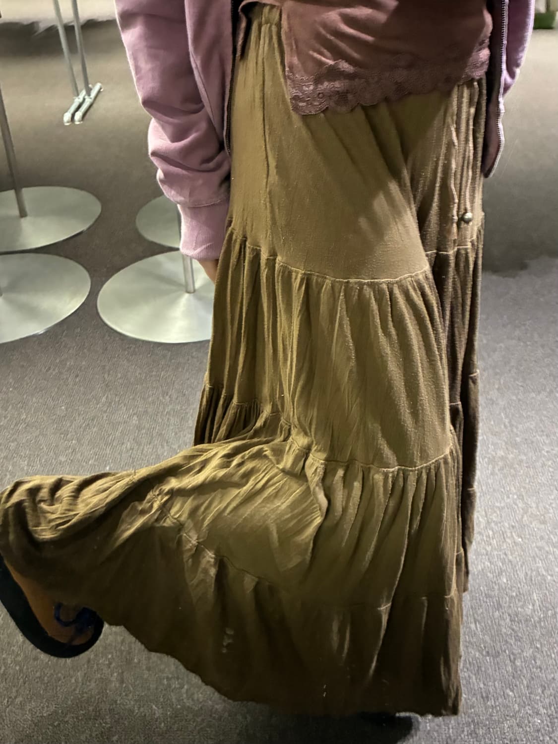 M)Japanese vintage 여성 에스닉 갈색 롱 스커트 상품이미지2