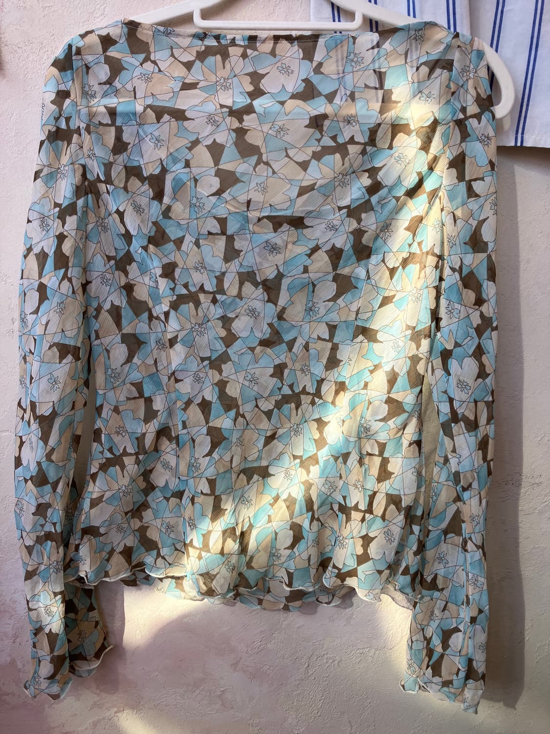 jpn 소라 플라워 시스루 트임 블라우스 상품이미지6