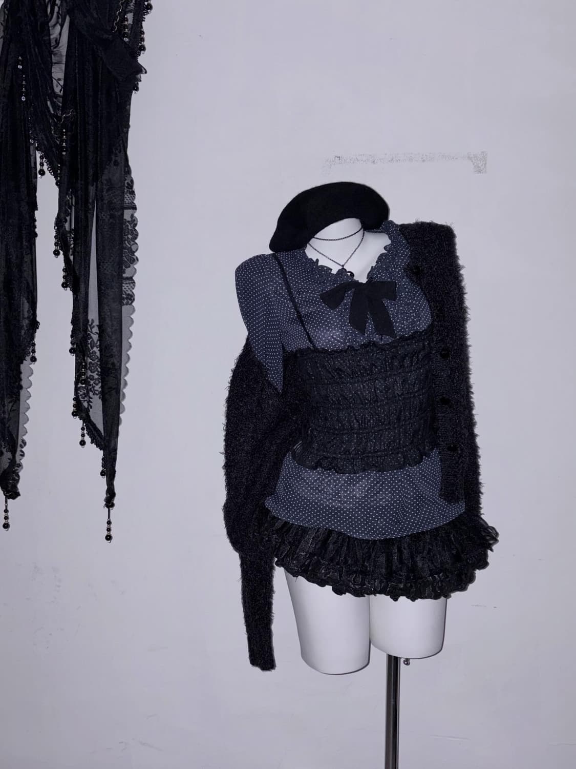 공겜여주 코디세트 (프릴, 도트, 리본, 퍼 아우터) 🖤🎵🎵🎵 상품이미지3