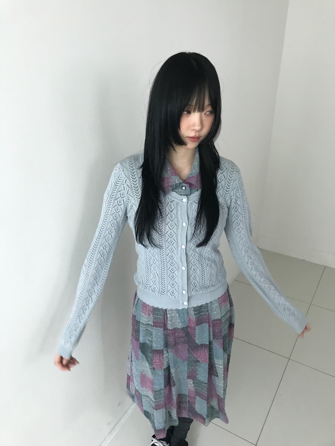Lace Frill Punching Button Cardigan(Skyb 상품이미지2