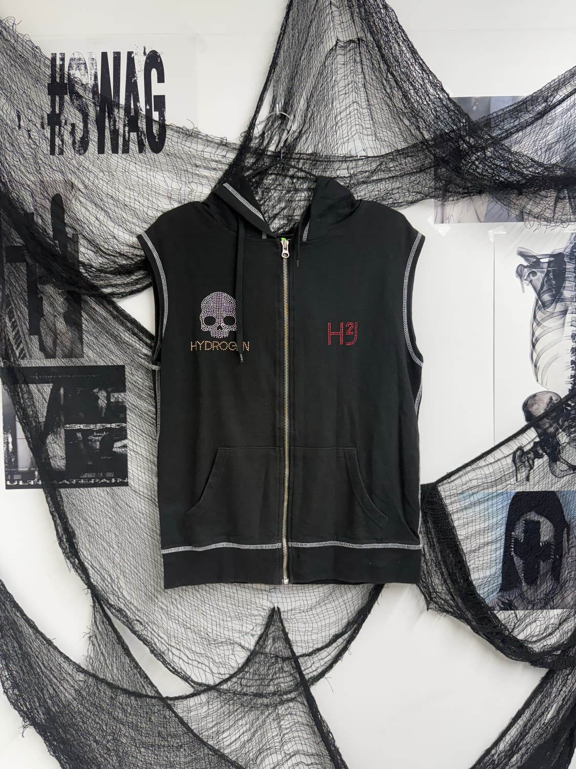 Punk mood beads detail vest zip up 상품이미지1