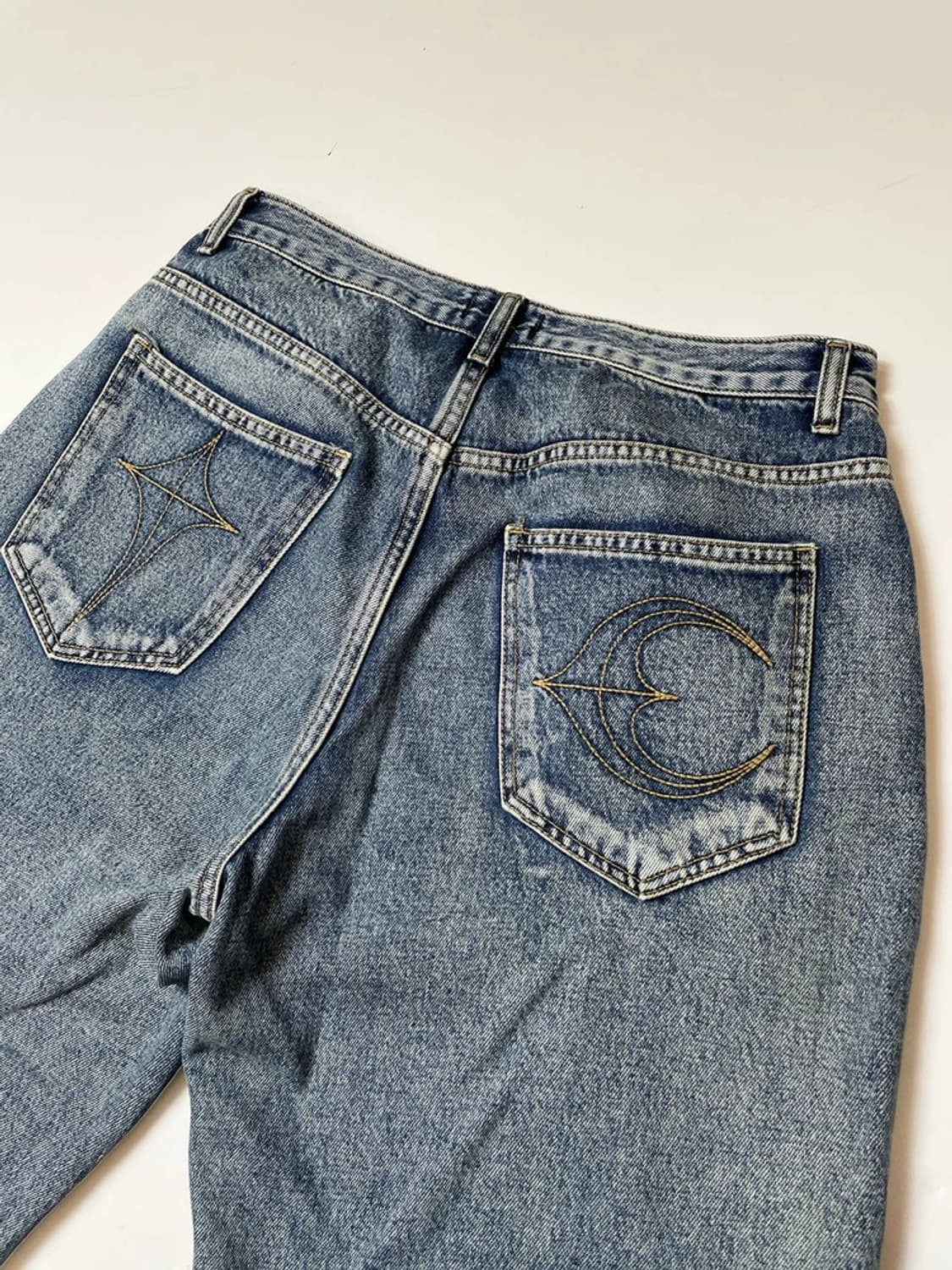 떠그클럽 블루 더블니 데미지 데님 반바지 PN9630 상품이미지4