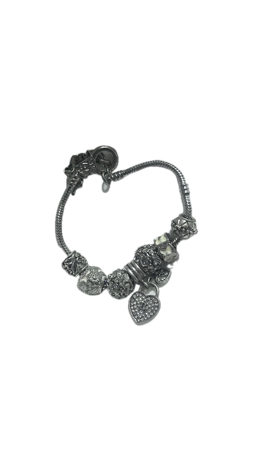 오리엔탈 갸루 페어리 고딕 고스 앤틱 엔틱 판도라깔 실버 참 자물쇠 팔찌 상품이미지1