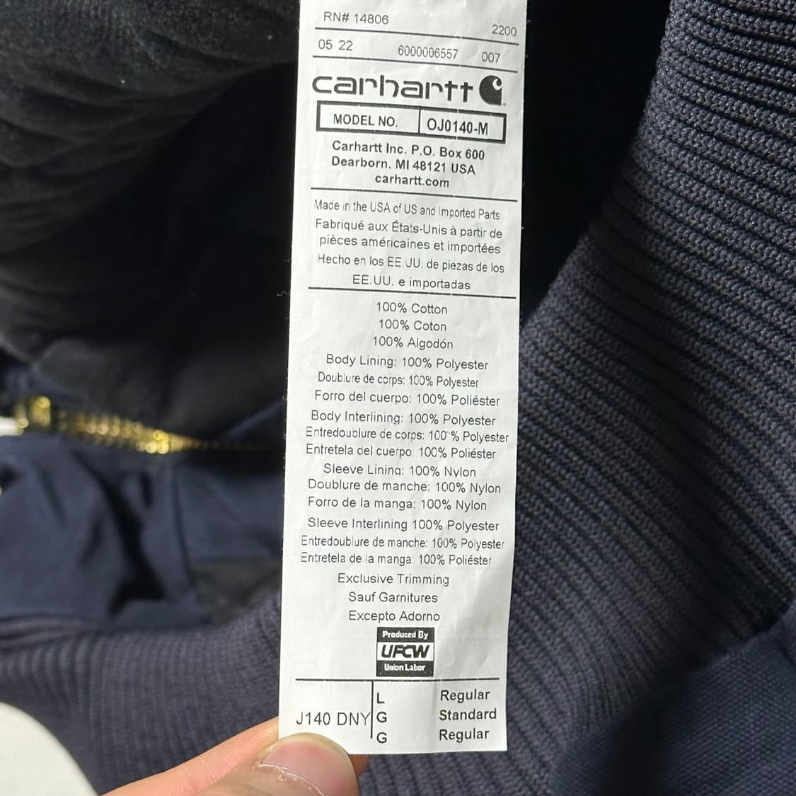 L 칼하트 네이비 액티브 자켓 상품이미지5