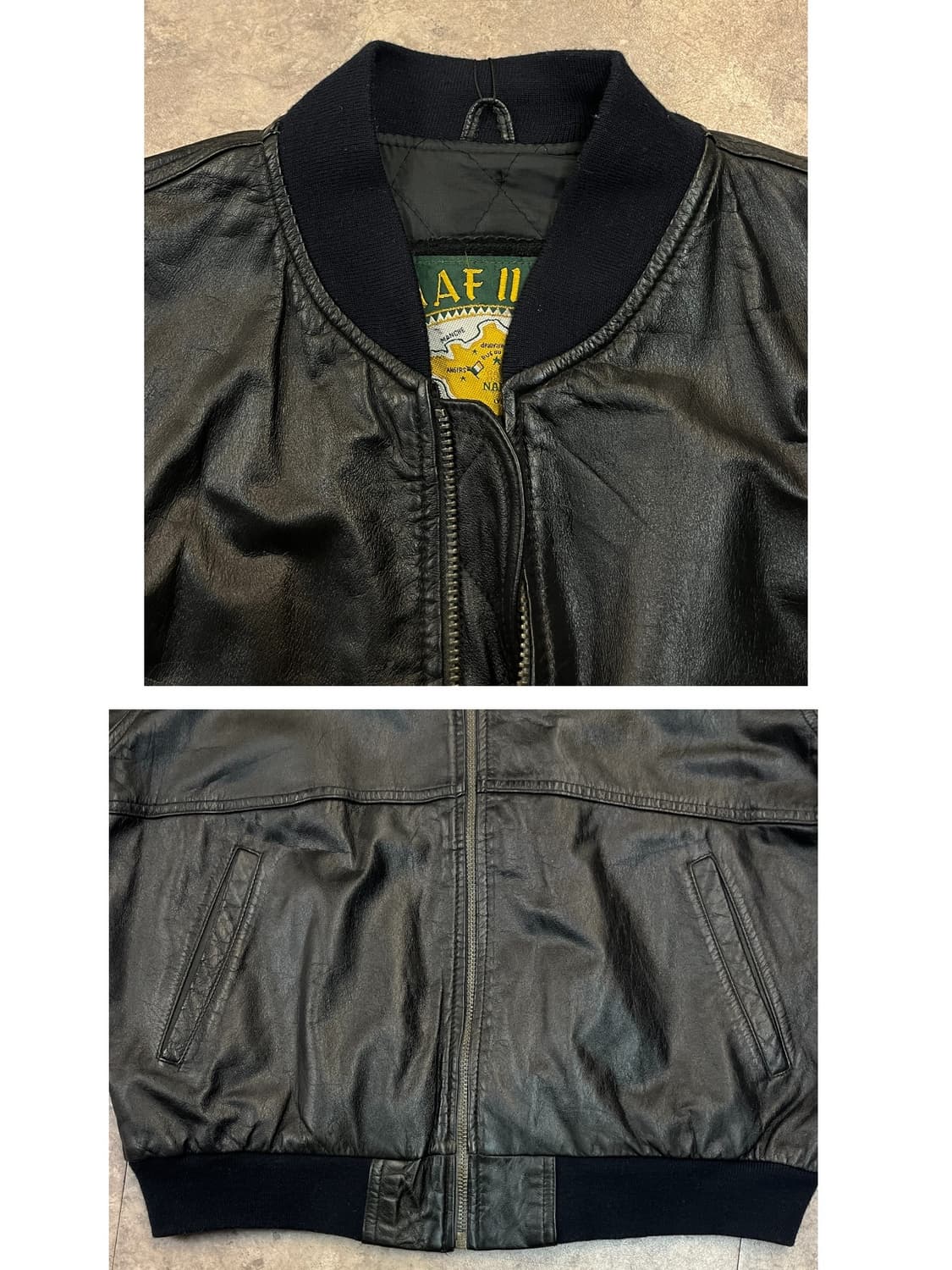 나프나프 빈티지 레더 집업 자켓 블랙 L #csz1991 상품이미지4