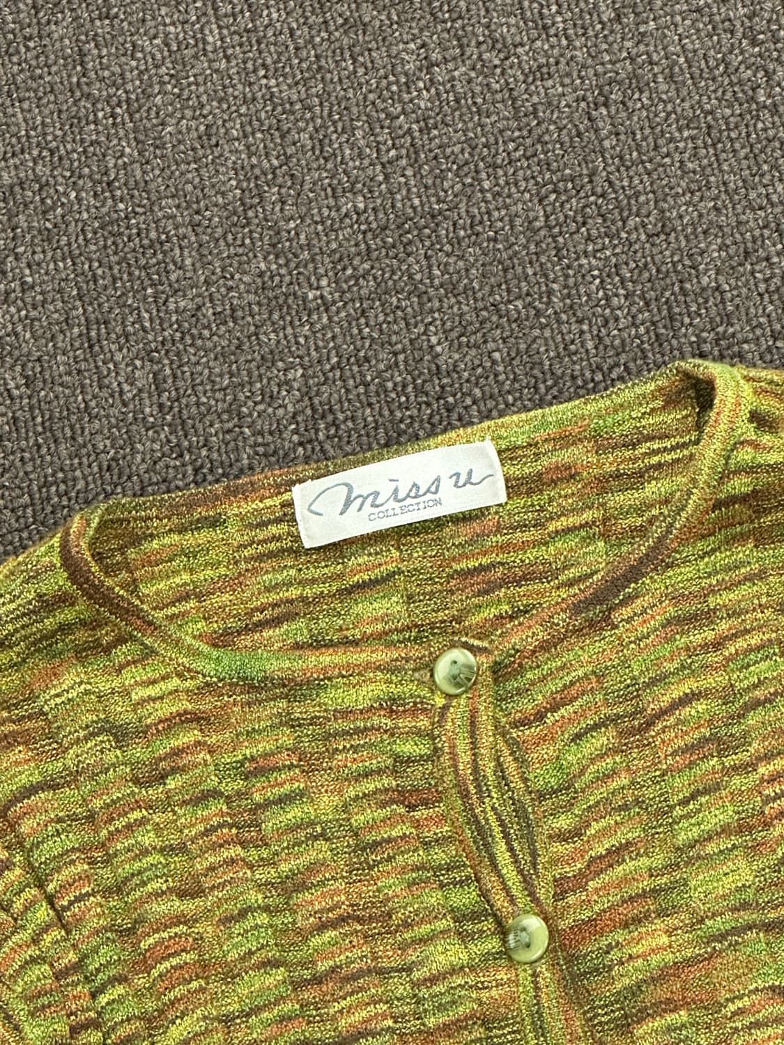 OS)Japanese vintage 여성 패턴 골지 니트 가디건 상품이미지5