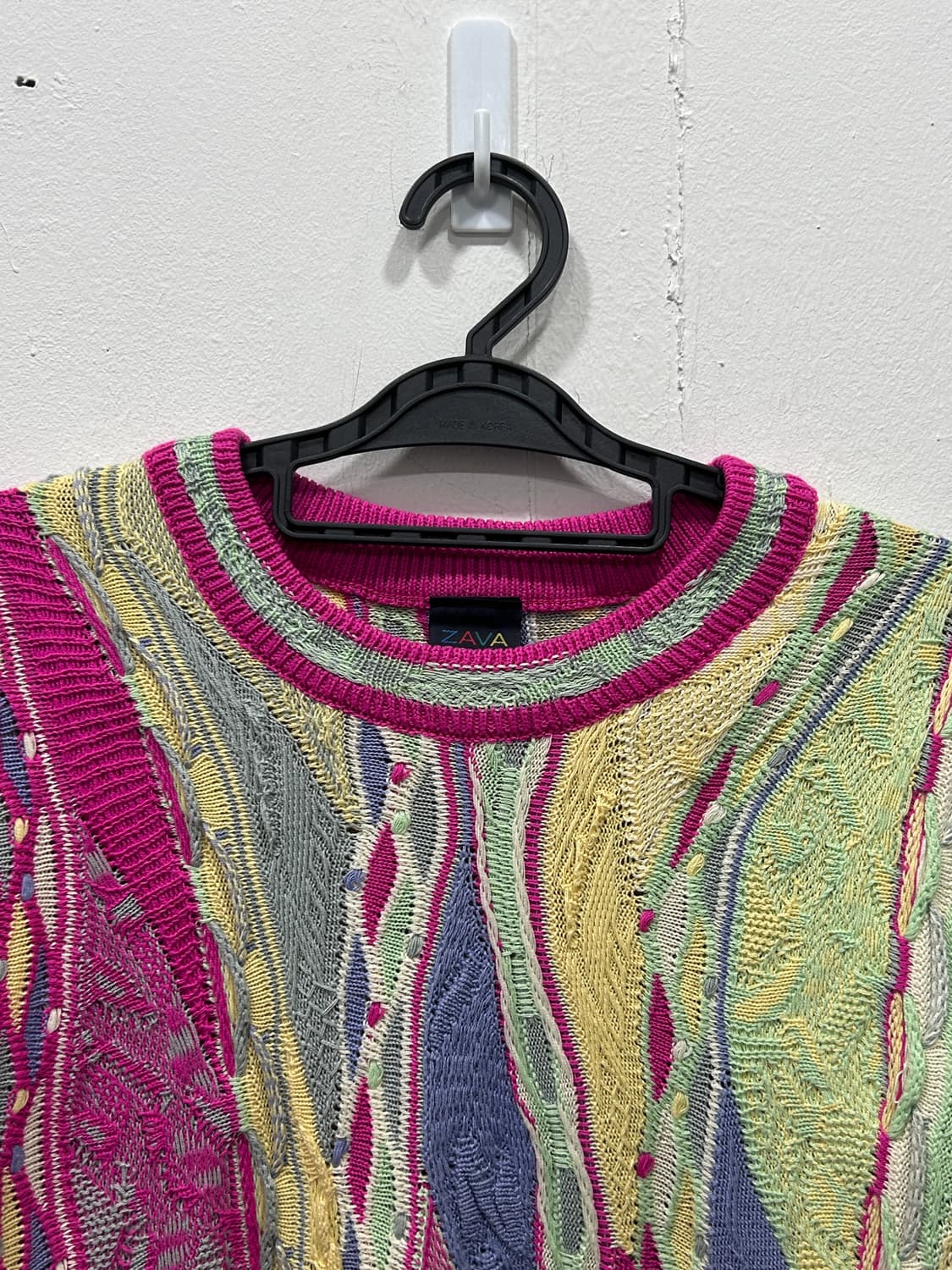 Vintage 쿠지스타일 에스닉 멀티컬러 케이블니트 상품이미지2