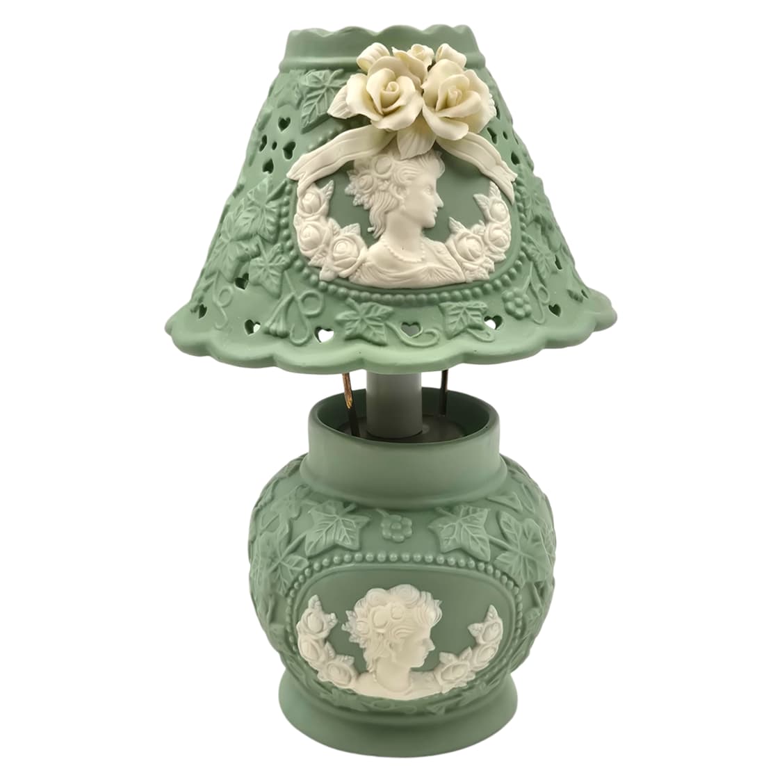 90s 엔틱 카메오 꽃포지 포셀린 테이블 램프 상품이미지3