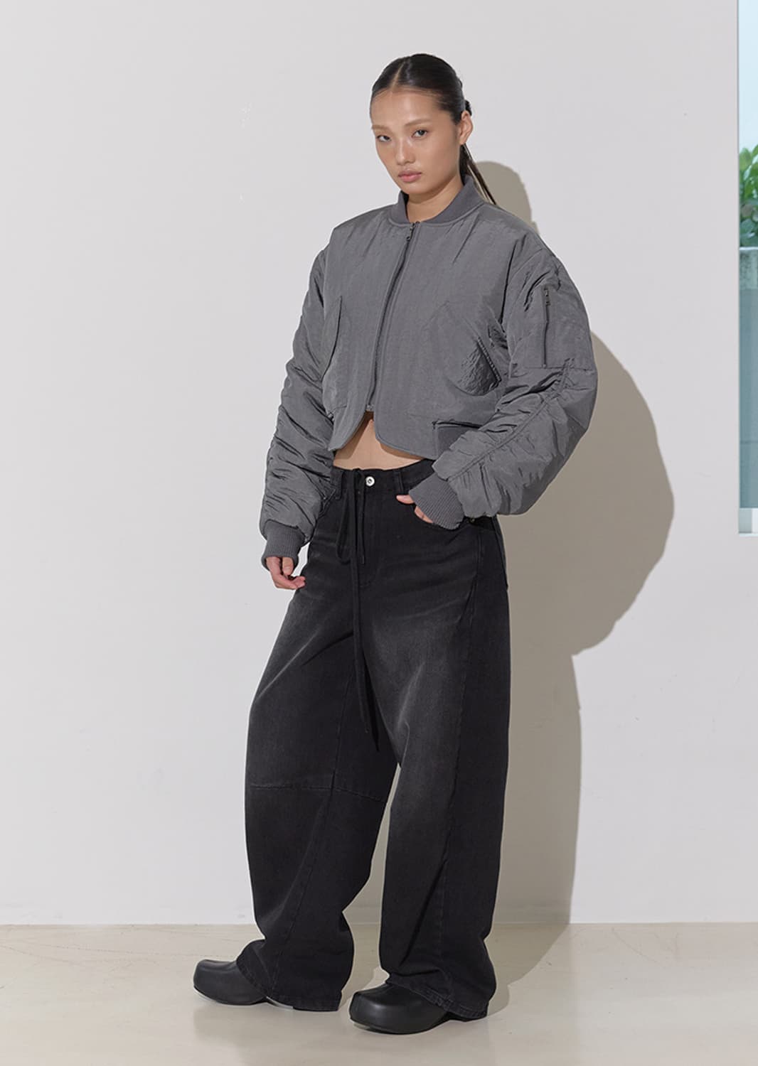 세이스라 saysra 스트링 워시드 데님 팬츠 블랙 상품이미지3