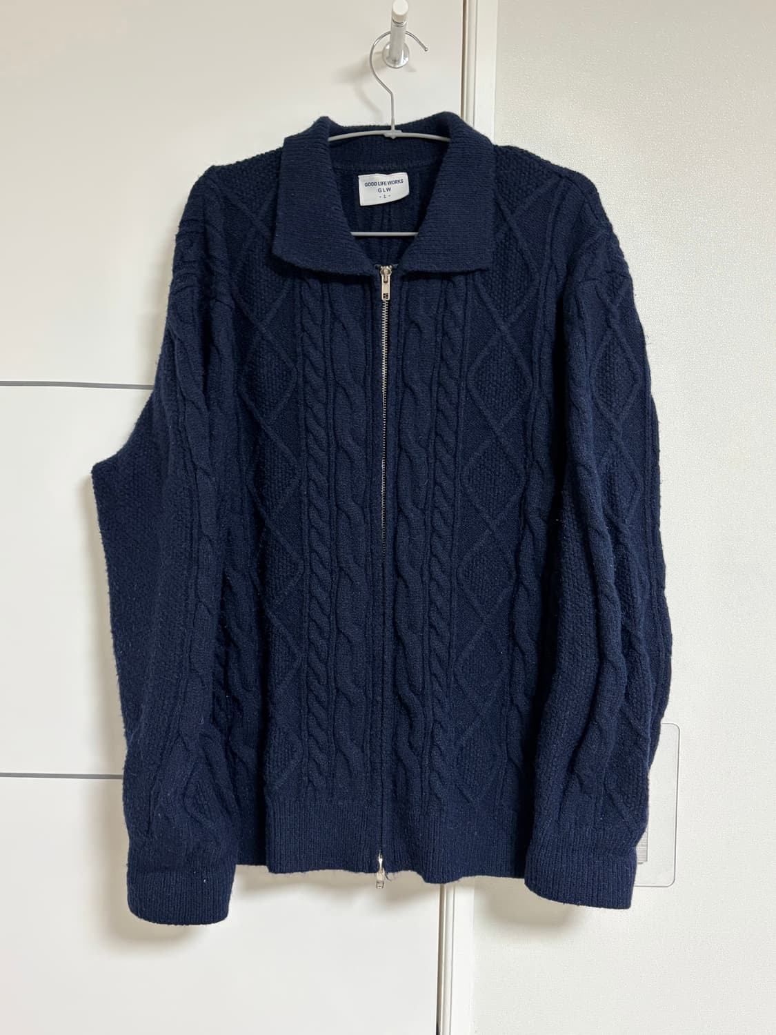 니트 집업 네이비 상품이미지1