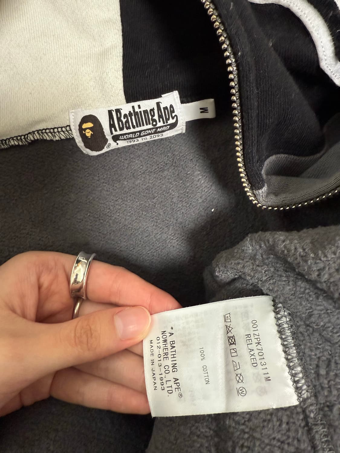 M)베이프 샤크 릴렉스드 핏 풀 집 후드 블랙 상품이미지2