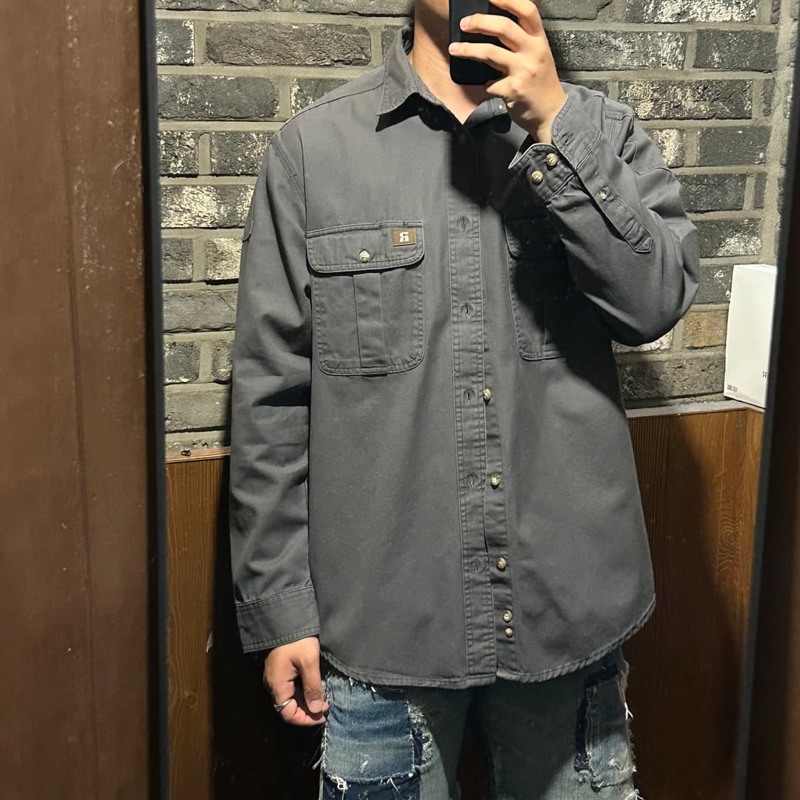 L) Wrangler 랭글러 투포켓 워크웨어 코튼 데님 셔츠 상품이미지8