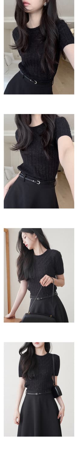 유유알 듀얼 리브드 하프 니트 블랙 상품이미지1