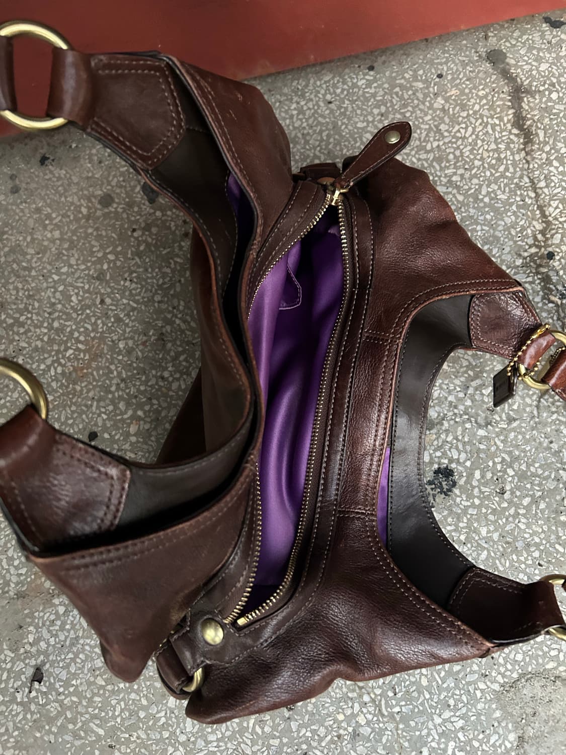 *rare* 2000s coach 코치 브라운 y2k 레더 숄더백 상품이미지3