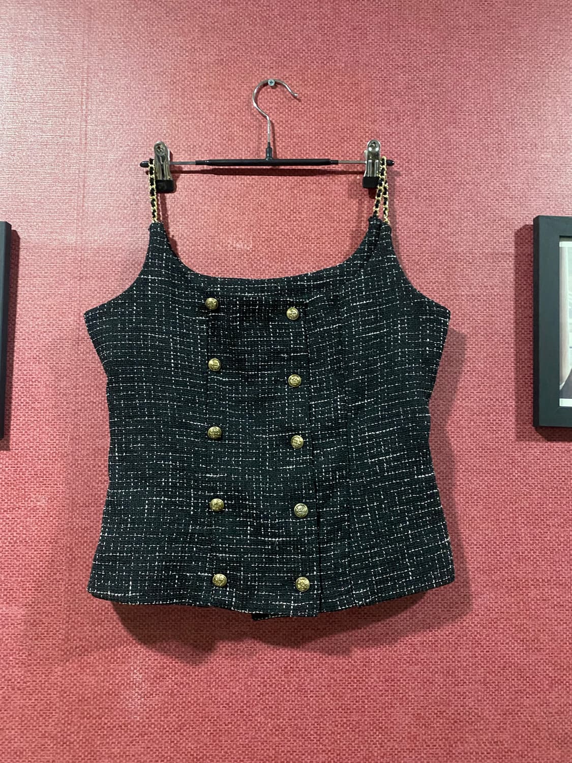 블랙 트위드 체인 스트랩 탑 상품이미지1