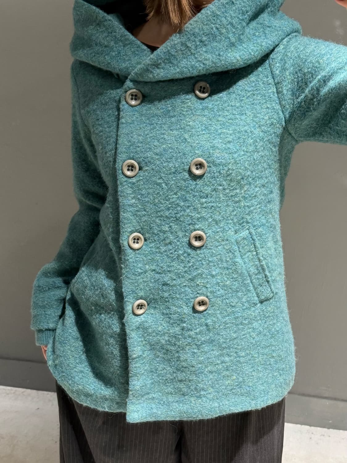 Italy big hood double button point coat 상품이미지1