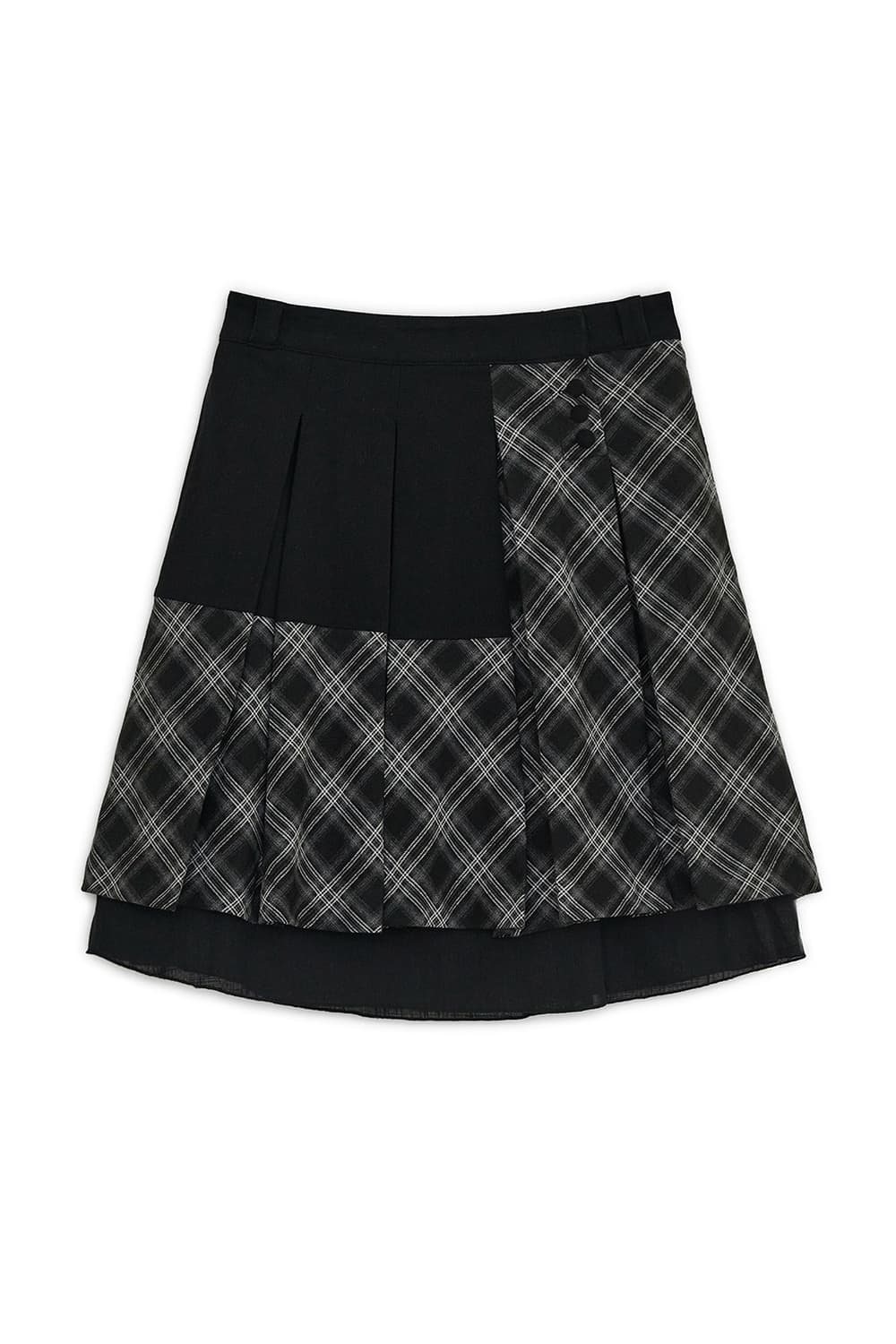 허그유어스킨 Check pleats midi skirt (Black) 상품이미지1