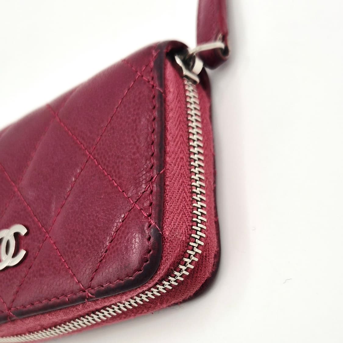 샤넬 지퍼돌이 카드지갑 캐피어 레드 상품이미지5