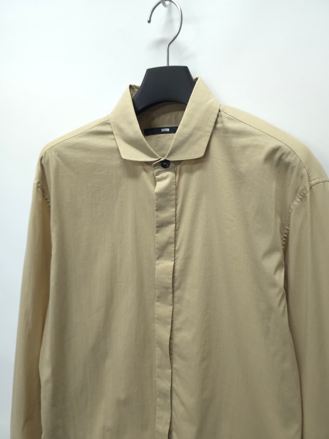​시스템 여성 베이지 히든 버튼 아주얇은 코튼 셔츠(66~66반) 상품이미지2