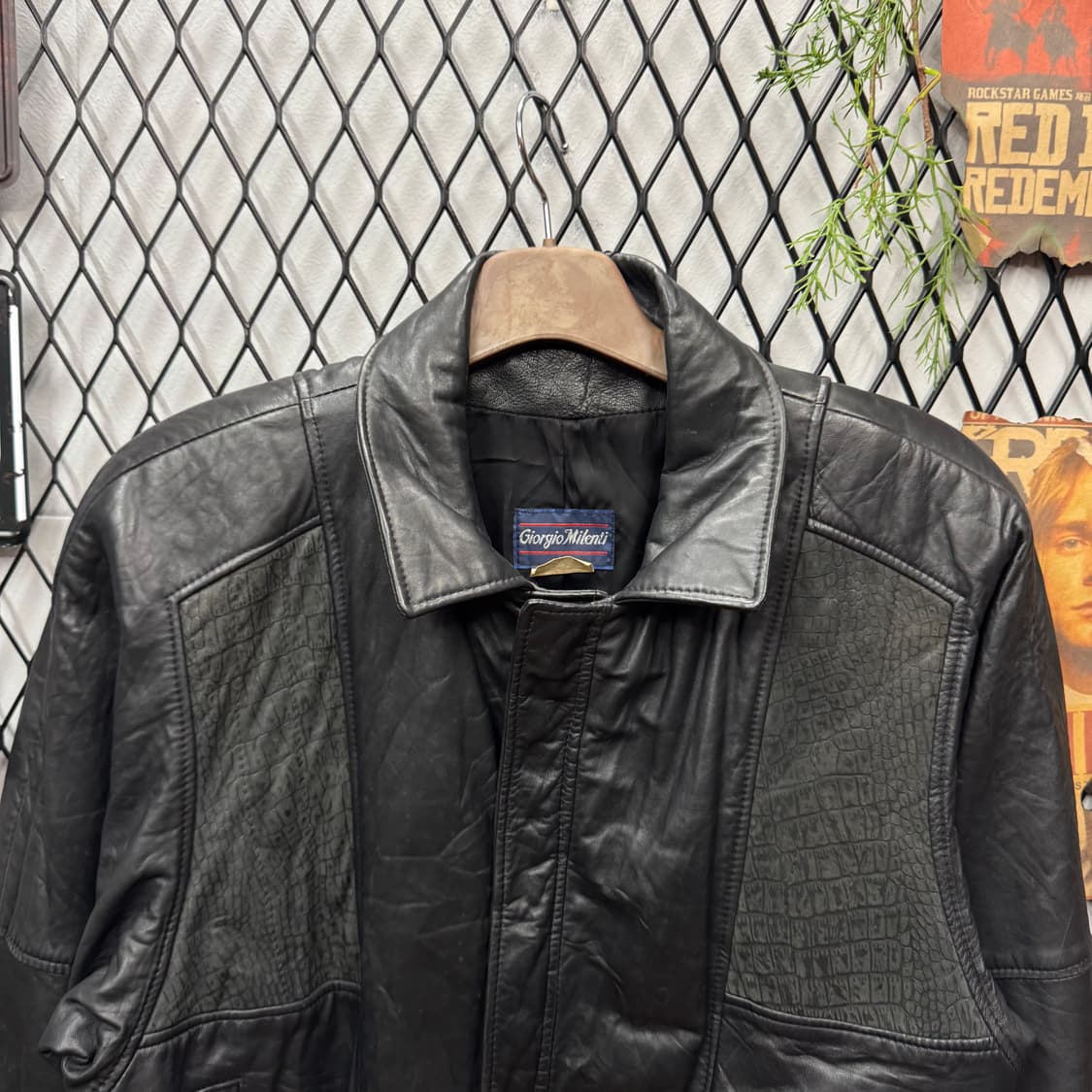 90s USA VINTAGE 레더 스웨이드 자켓 투포켓 디테일 블랙 상품이미지3