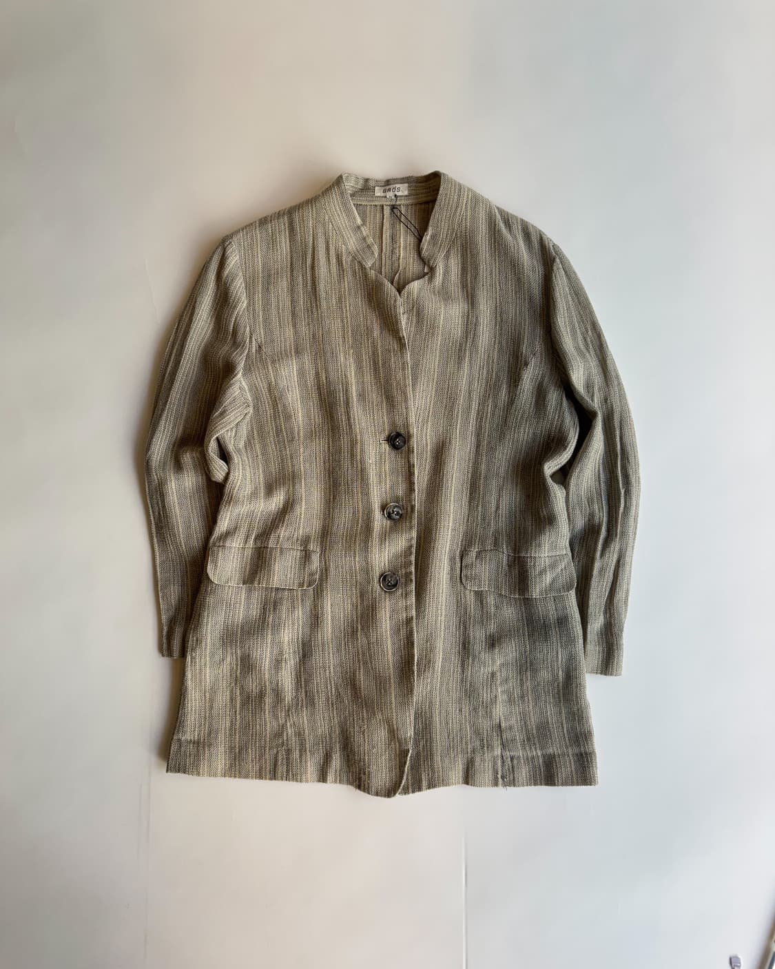 Vintage Striped Collarless Blazer 상품이미지1