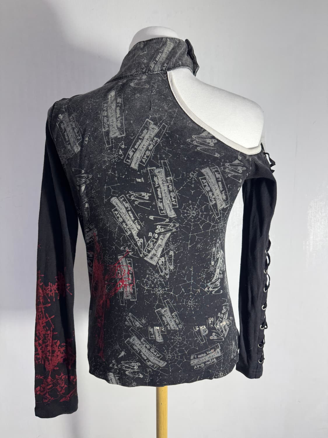 h. anarchy 올오버 프린트 하이넥 탑 y2k 고딕 펑크 vkei 상품이미지7