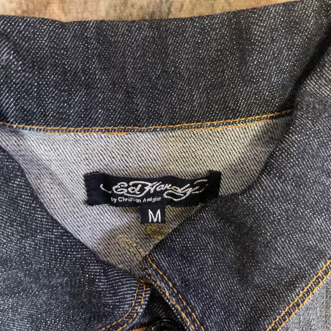 일본 빈티지 GdHondy 자수 백로고 워싱데님자켓 M 상품이미지4