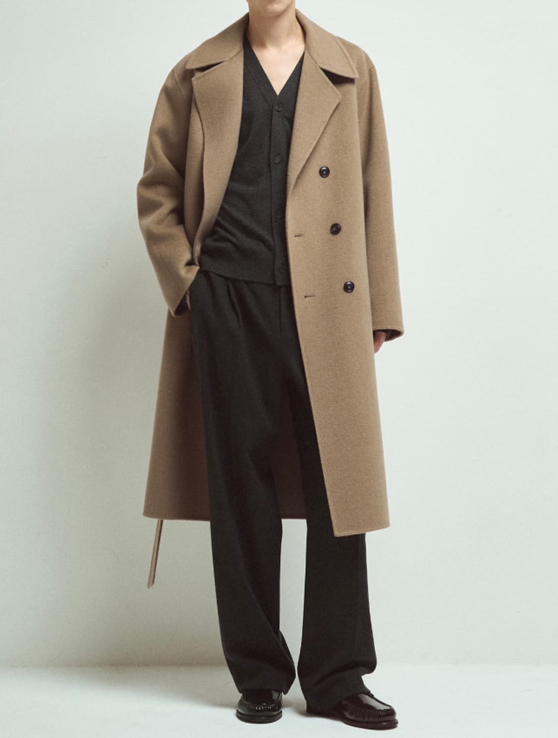 타임옴므 캐시미어 블랜드 벨티드 더블코트 상품이미지3