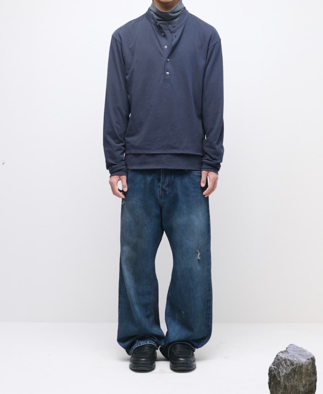 Dual Front Tee Blue Charcoal 판매합니다 상품이미지2