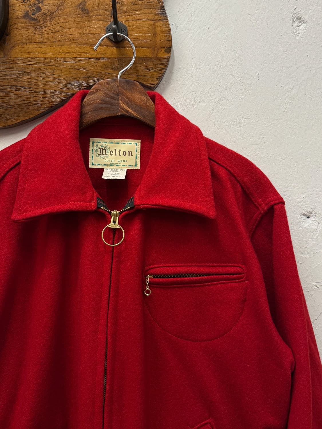 L) 90s USA Melton Zip-Up Wool Jacket 상품이미지3