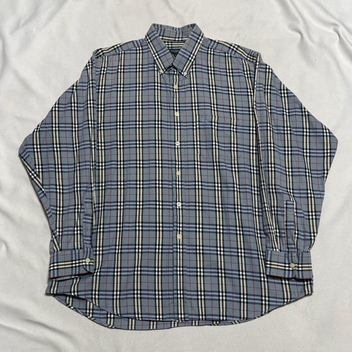XL 버버리 블루 노바체크 원포켓 셔츠 상품이미지2