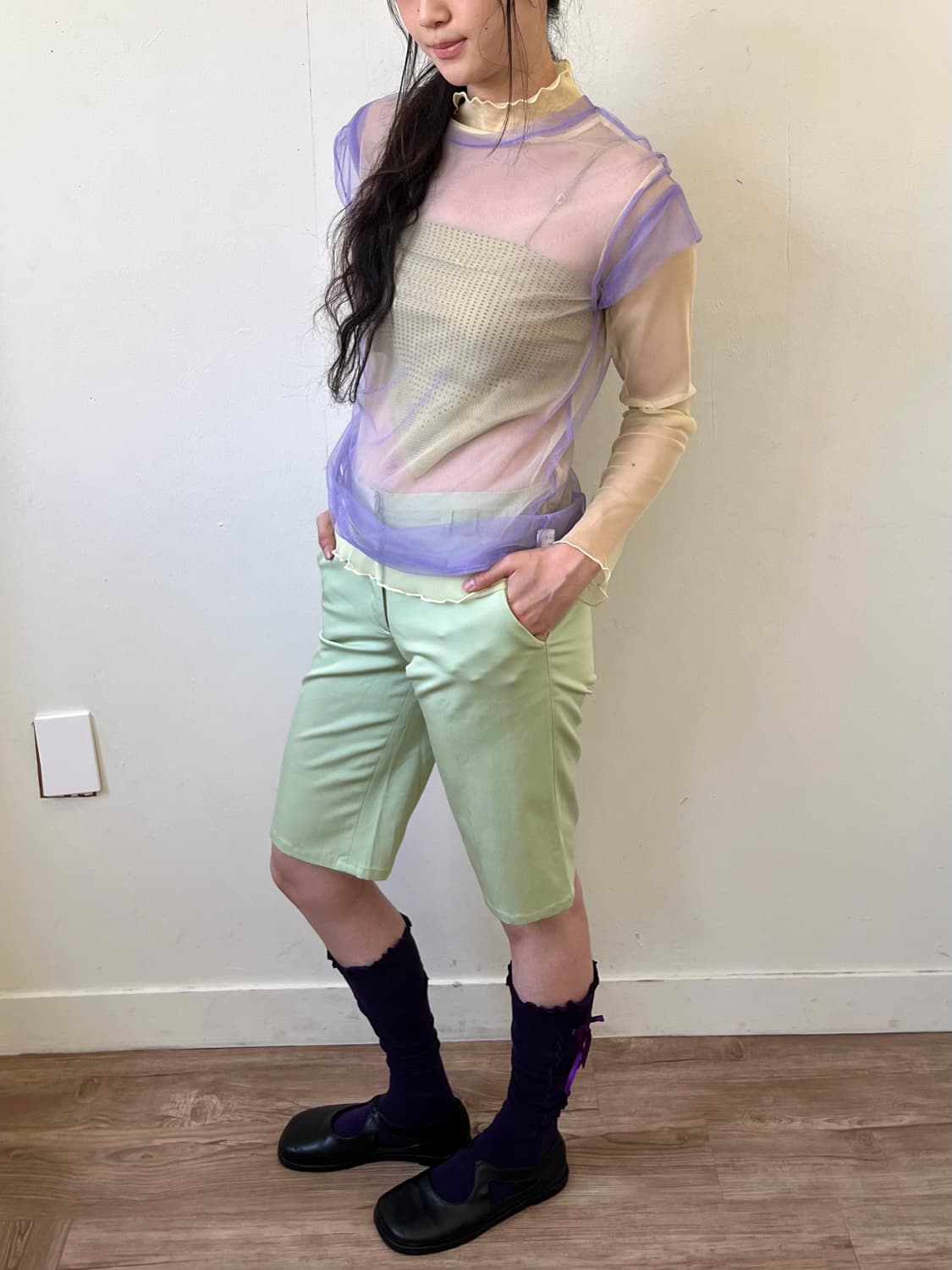 JESSY LOGAN 퍼플 시스루 탑 상품이미지4