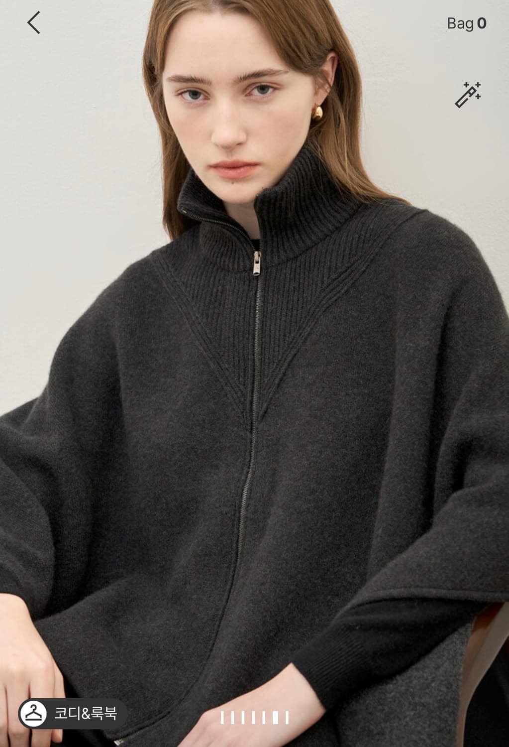 더캐시미어 인기 케이프 니트 차콜그레이 상품이미지9