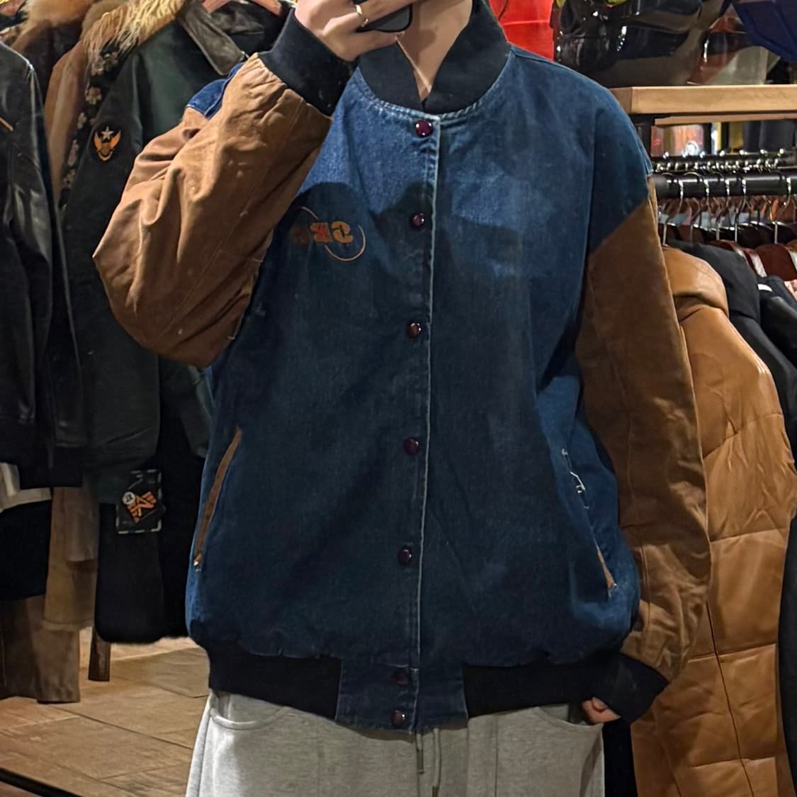 [HI] VTG 데님바시티자켓 진청&브라운 상품이미지2