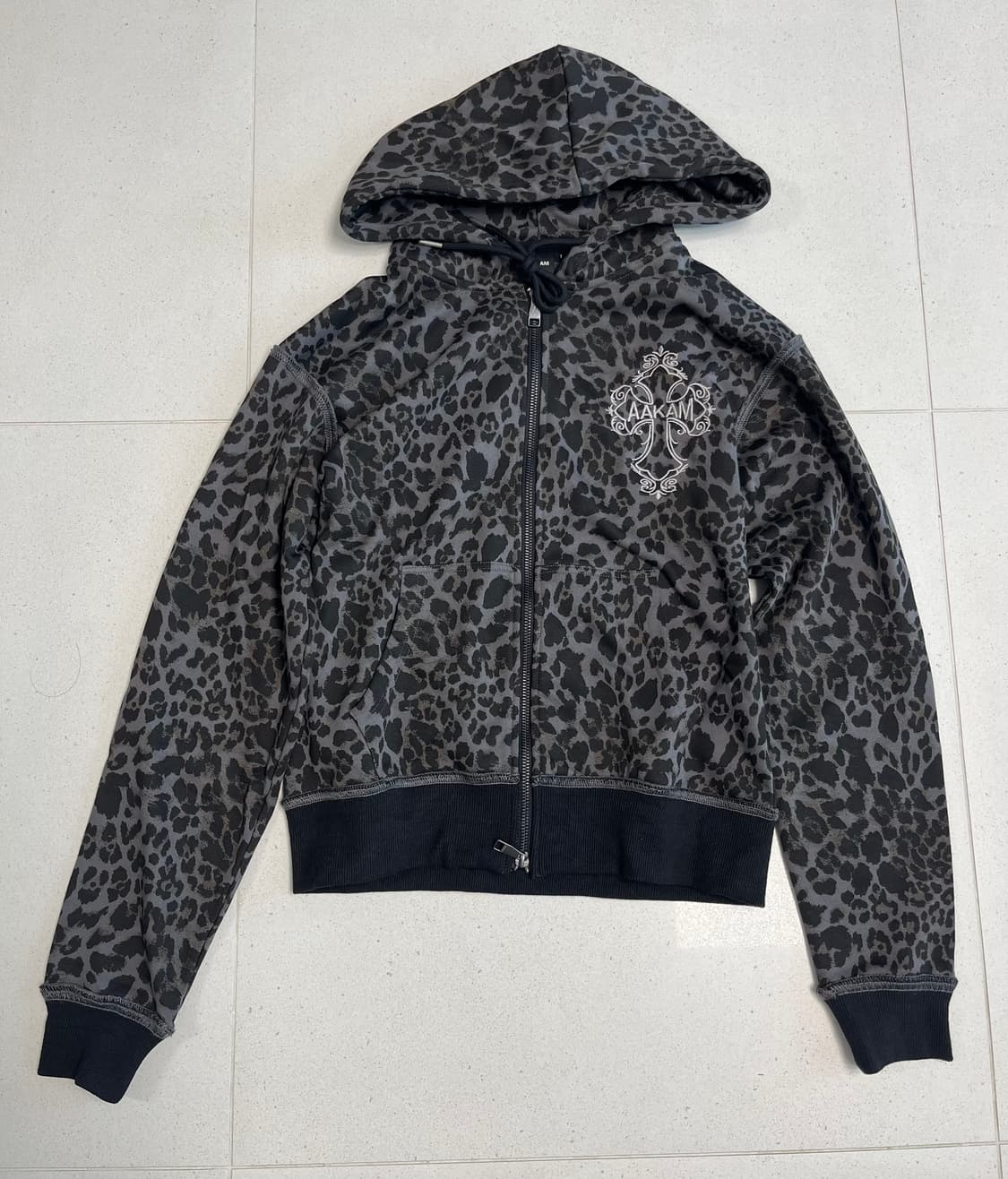 [다영X아캄] Leopard Zip-Up Hoodie (Charcoal) 상품이미지5
