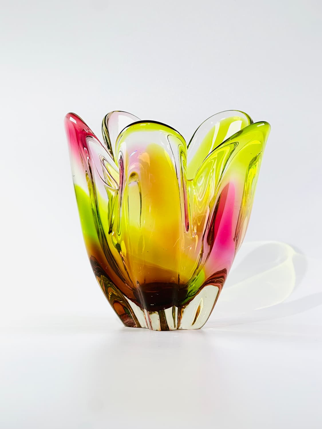 일본 빈티지 이와츠 아트글라스 멀티 컬러 화병 상품이미지3