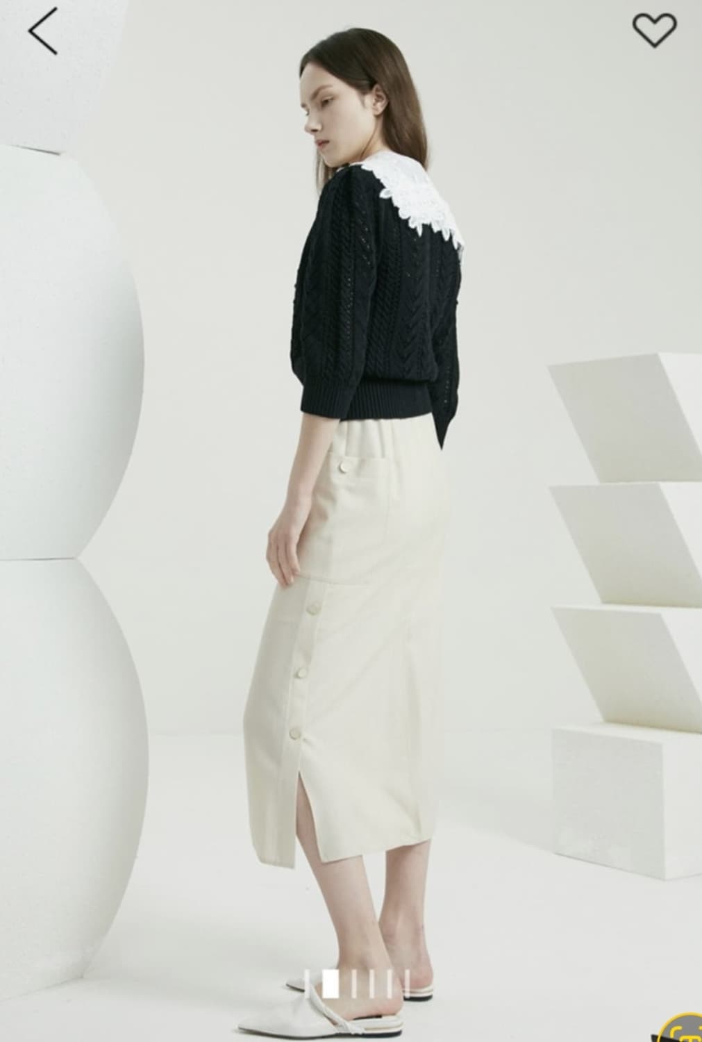 타임 버튼 패널 스커트 55사이즈 상품이미지2