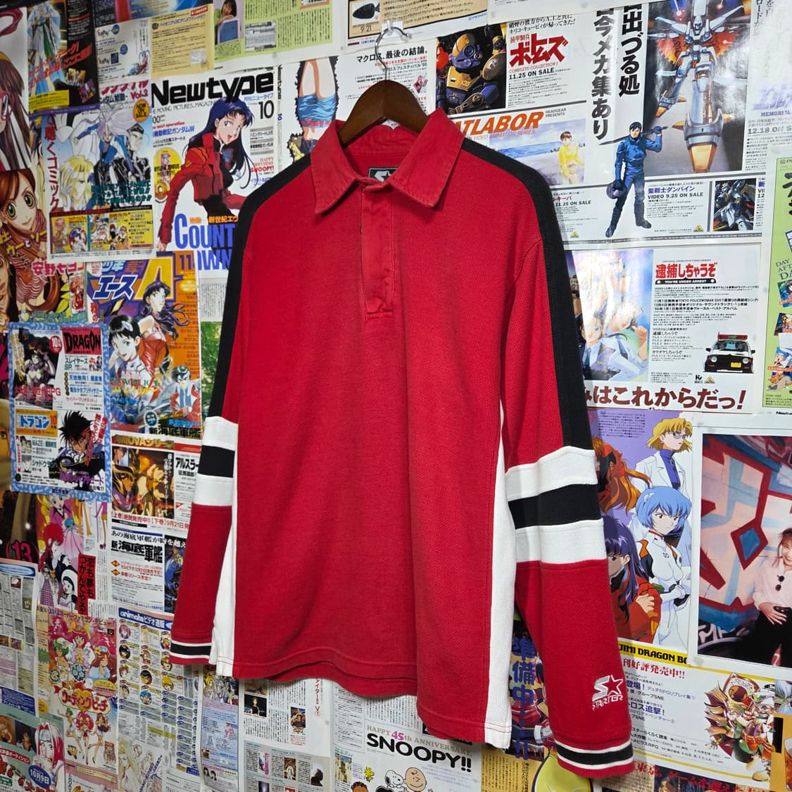 JPN 스타터 올드스쿨 레드 배색 카라 롱슬리브 상품이미지2