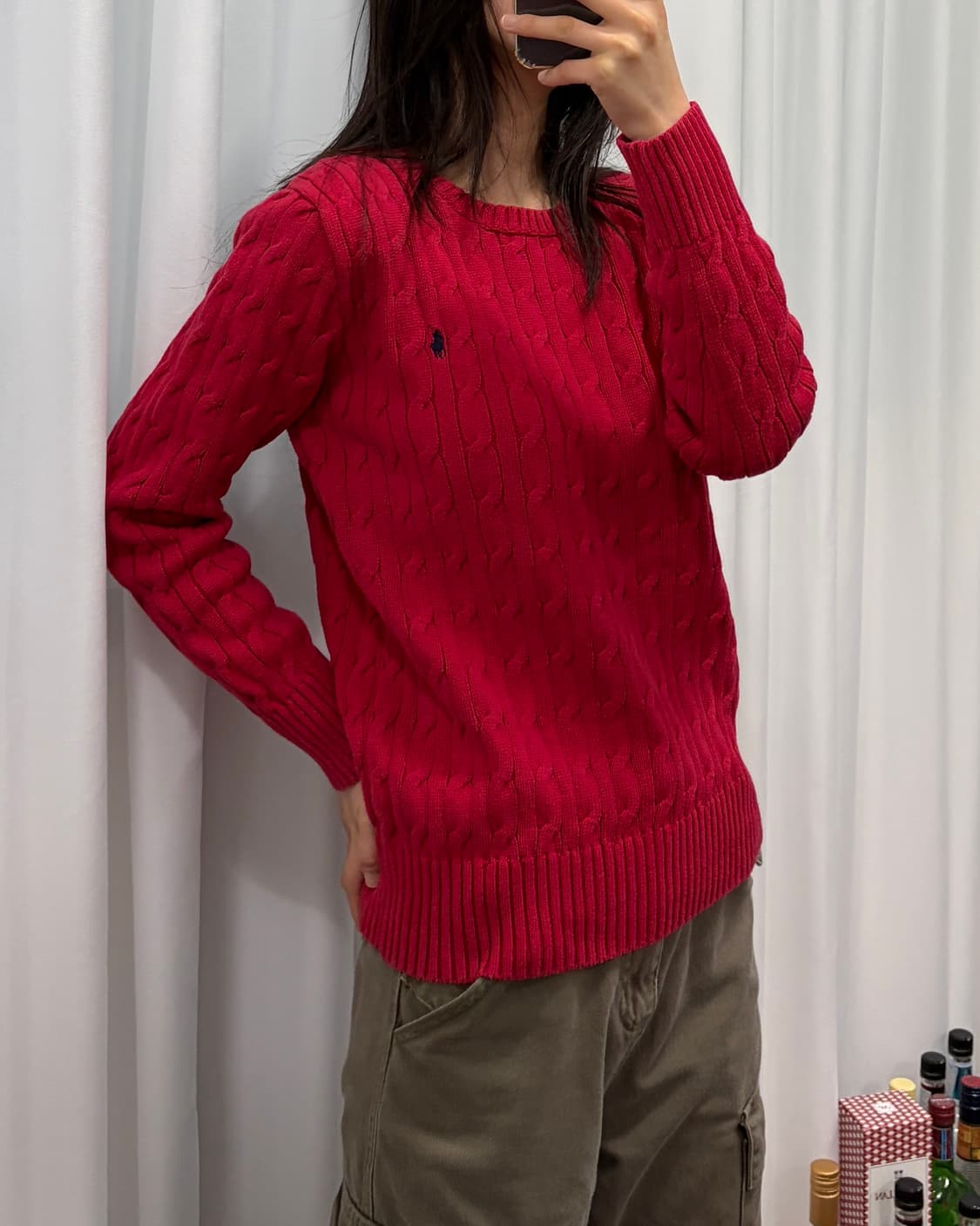 [S]폴로 랄프로렌 꽈배기 케이블 코튼 니트 red 상품이미지1