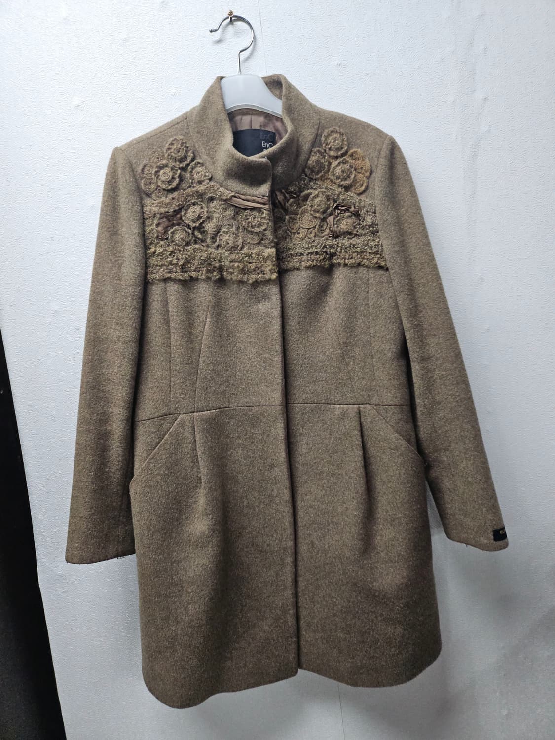 EnC 톤다운 브라운 플라워 울 코트  S 상품이미지1