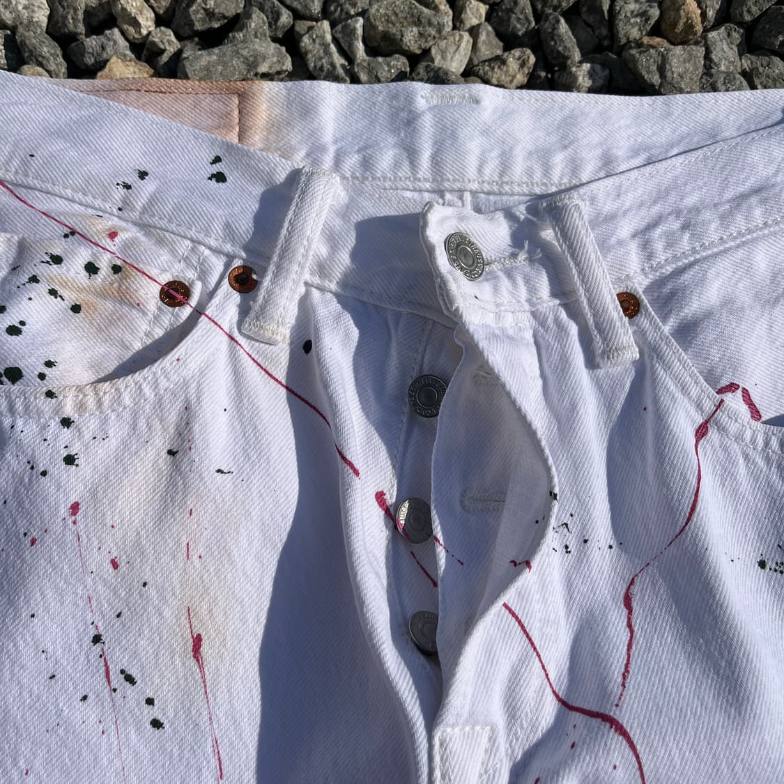 리바이스 501 커스텀 페인팅 화이트 데님 (실측확인) 상품이미지4