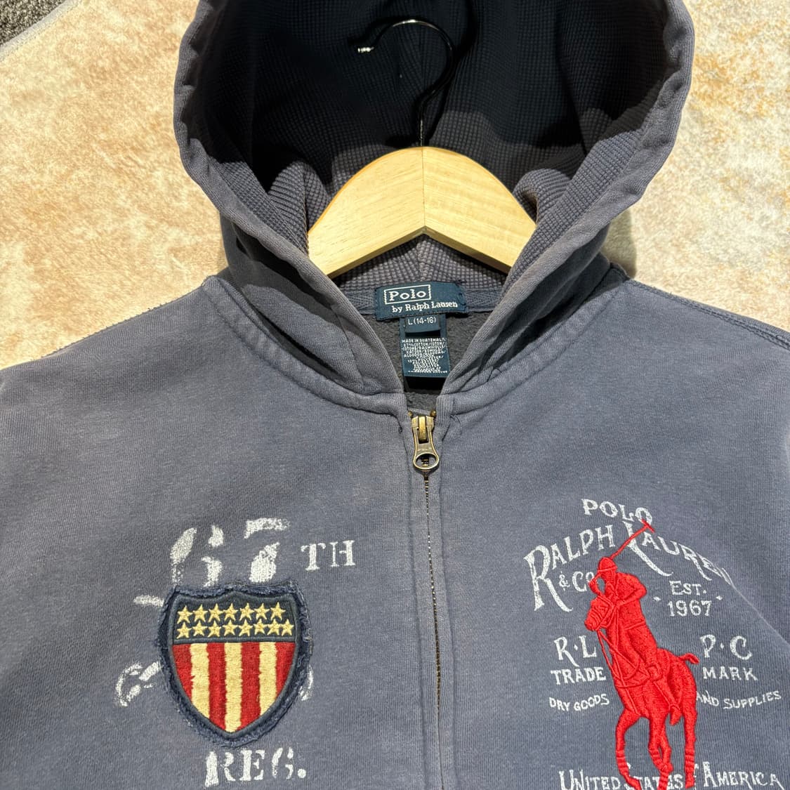 90‘s 폴로 빅포니 성조기 후드집업 상품이미지5
