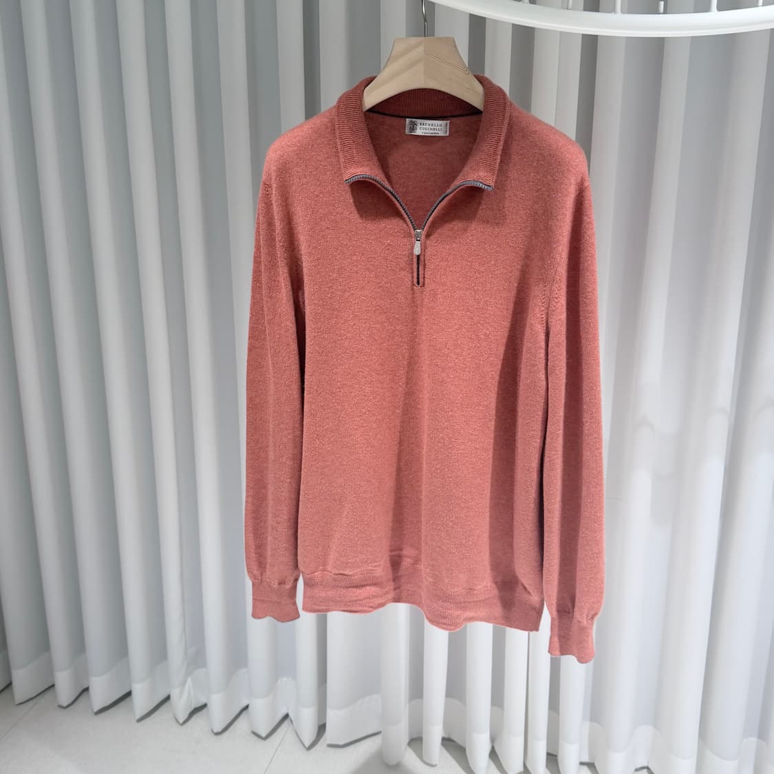 (A+/54) / 브루넬로쿠치넬리 캐시미어 니트 하프 집업 코랄 상품이미지2