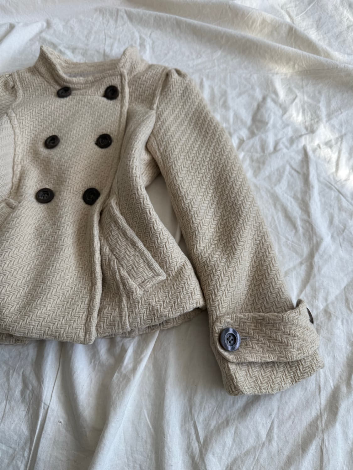 옐로우버터 라떼 갸루 러블리 딱붙 울 하프코트 상품이미지4