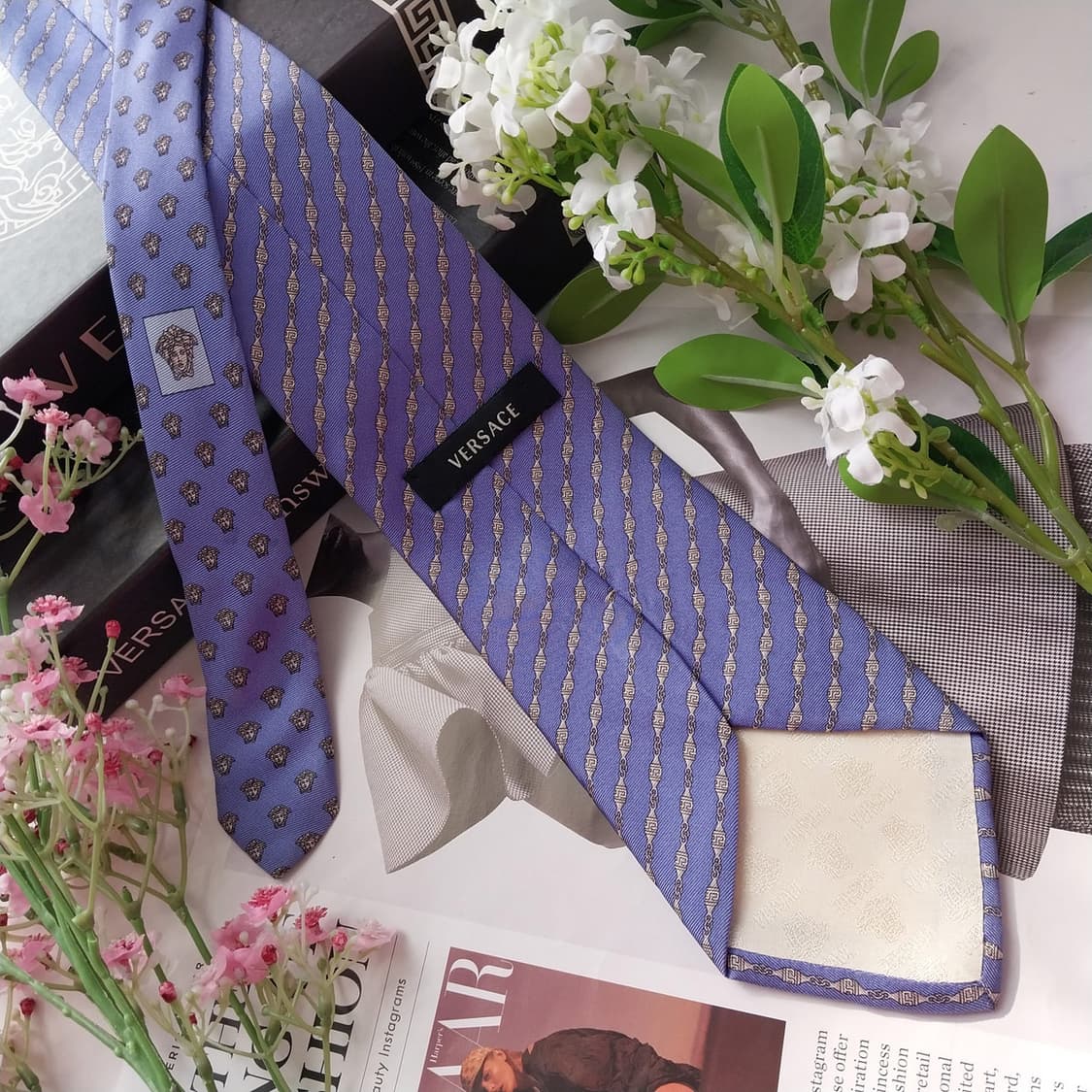 베르사체 실크 메두사 스트라이프 넥타이 9.1cm A등급 K2121 상품이미지4